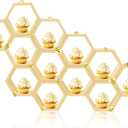 12 Pcs 4.13 Inch Honeycomb Cupcake Stand Cake Farmhouse Hexagon Display Holder Hexagonal Wood Cupcake Stand Floating Table Sign with Wooden Bee for Wedding Baby Shower Birthday Party Table Decorations (Original)