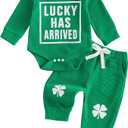 Douhoow Baby Boy St Patricks Day Outfit Infant Boy Girl My 1st St Patricks Embroidered Baby Sweatshirt Romper Pants Set 12-18M