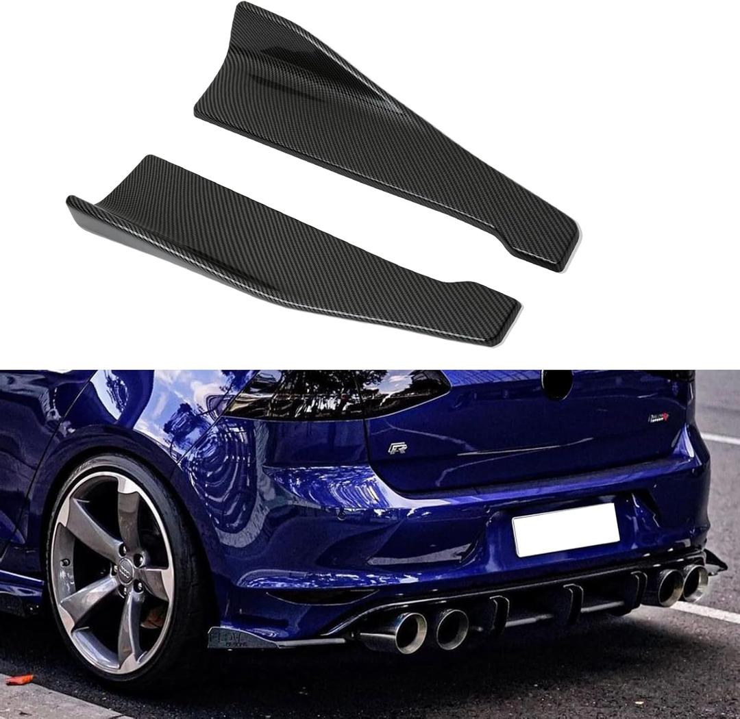 Universal Car Rear Bumper Lip Splitters Fins Spoiler Canards Diffuser Side Fin Scratch Black Mudguards Protector - Carbon Fiber,B