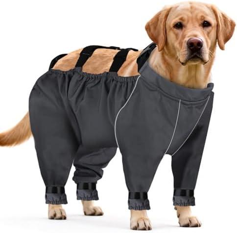 Dog Snow Pants, Anti Dirt Pants for Dogs, Puppy Snow Suits for Winter, Dog Snowsuit with Out Boots, Adjustable Suspender Boots for Outdoor Walking & Paw Protectors 6XL