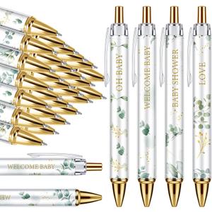 Chuangdi 24 Pcs Leaf Baby Shower Ballpoint Pens Favors Bulk Retractable Ballpoint Pen Black Ink with Gifts for Guests School Supply