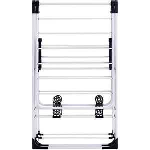 2-Tier Cloth Drying Rack, Folding Clothes Airer with Height Adjustable Wings, Freestanding Laundry Hanger for Indoor Outdoor (with 18 Hanging Rails & Shoe Holder)