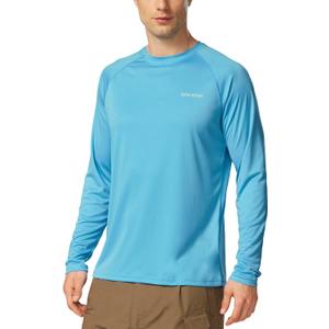 baleaf Men's Sun Protection Shirts UV SPF UPF 50+ Long Sleeve Rash Guard Fishing Running Quick Dry Lightweight (Blue, XXL)