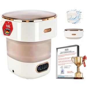 5.0 New Upgraded Portable Washing Machine 16L Mini Foldable Washer [SGS certified German high-efficiency motor] [Hidden UV-C cleaning]Foldable Design Ideal for Hotel, Home, Apartment and Campain