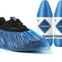 Disposable Shoe Covers, Non-Slip, Waterproof Booties  Compact Roll Design for Easy Storage, Fits Up to US Women 13 & Men 11, Perfect for Indoor Use, Real Estate Showings, Home Cleaning, etc (200 Pcs) (Blue)