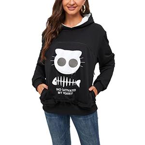 BOMBAXCEIBA Cat Dog Pet Carrier Sweater Puppy Kitten Pouch Hoodies Kitty Carrying Kangaroo Sweatshirt (Black,M)