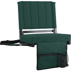 SPORT BEATS Stadium Seats with Back Support Bleacher Chairs with Back and Cushion Thick Padded Bleacher Seats Includes Shoulder Strap (Huntergreen)