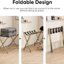 Smuxee Fully Assembled Gold Luggage Rack, Foldable Iron Suitcase Stand with 5 Nylon Straps, Luggage Holder with Shelf for Guest Room Bedroom Hotel
