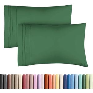 Standard Pillow Cases Set of 2 - Ultra-Soft Hotel Quality Pillowcase Covers - Comfy & Wrinkle Free - Stain and Fade Resistant - Machine Washable Pillow Protectors - 2 Piece Set, Standard Emerald Green