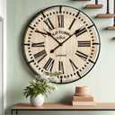EMAX HOME Rustic Farmhouse Wall Clock 24 Inch, Vintage Oldtown London Wooden Large Clock with Silent Tick, for Bedroom, Office, Kitchen, Indoor Home Decoration