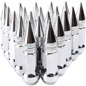 Osilly 20PCS M12x1.5 Car Wheel Lug Nuts with Pointed Cap, 60mm Height Aluminum Anti-Corrosion Automotive Wheels Rims Lug Nuts, Vehicle Cap Spiked Extended Tuner, Universal for SUV Truck RVSilver