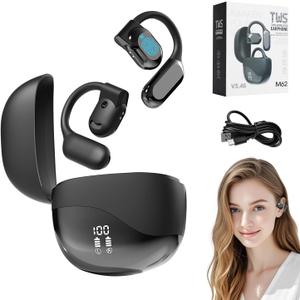 Ai Language Translation Earbuds, Bluetooth Translation Earbuds 144 Languages, Open Ear AI Translation Earbuds Translation Pods, Translator Earbuds for Travel Business Learning(Black)