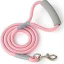 Mile High Life Dog Leash, with Comfortable Padded Handle, Pink Nylon Rope Leash with Steel Tips, Heavy Duty 5 Feet Pet Leashes (Pink,60 Inches)