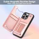 Arae Compatible for iPhone 15 Pro Max Case with Card Holder - Wallet Case with PU Leather Card Pockets Back Flip Cover for iPhone 15 Pro Max 6.7 inch - Rose Gold