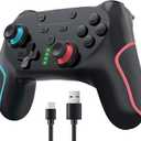Matbip Wireless Pro Controller for Switch/Switch 2/Switch Lite/Switch OLED, wireless controller for switch with 2 back buttons, 3-level TURBO adjustable (Blue&Red)
