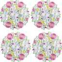 AMARED Spring Daisy Placemats Set of 4 Embroidered Flowery Applique Floral Cutwork Table Mats for Home Decoration (Round 14 Inch)