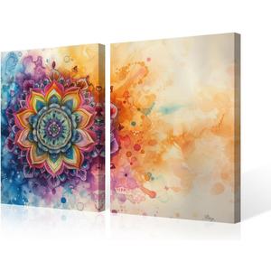 TUMOVO Colorful Mandala Wall Decor Abstract Canvas Prints Multi Panel Wall Art Canvas Frame Wall Artwork Mandala Bedroom Decor Canvas Wall Art Decor Modern Wall Art for Living Room 32x24in