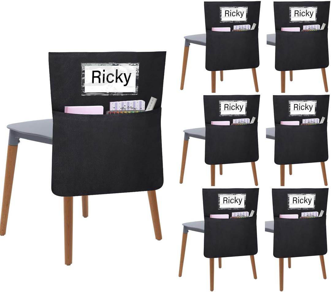 24 Pack Chair Pockets for Classroom 16.8 x 19 inches Chairback Buddy Pocket Chart Seat Back Organizer Student Storage with Lable Slot for Classroom Kindergarten School Home (24)