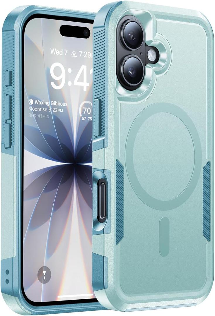 Magnetic for iPhone 17 Case Military-Grade Dual-Layer Shockproof, Heavy Duty Rugged Protection Phone Case [Fit for MagSafe] Anti-Fingerprint Anti-Scratch for iPhone17 Cover 6.3", Mintgreen