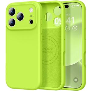 Vooii Magnetic for iPhone 17 Pro Case, Compatible with Magsafe (Premium Liquid Silicone) (Integrated Camera Control Button) Full Body Protective Anti-Scratch Microfiber Lining 6.3", Fluorescent Green