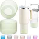 2-Pack Silicone Boot for Stanley 40 30 20 OZ Cup Accessories, Thick Bottom Boots for Stanley 20OZ 30OZ Tumbler Ice-Flow 16OZ Bottle, Protector Sleeve Cover for Yeti Cups Protective Bumper, Anti-Slip (Clear Citron)