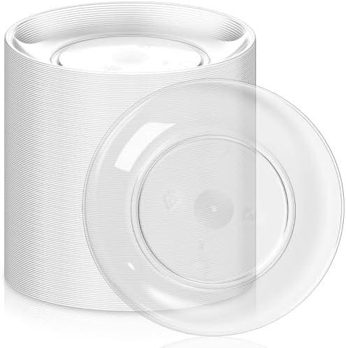 Zopeal 150 Pcs 5 Inch Plastic Dessert Plates Bulk Disposable Small Clear Appetizer Round Wedding Cake Plates Heavy Duty for Dinner Party BBQ Picnic Travel Event Birthday Supply