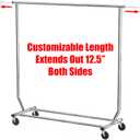 Simple Houseware Supreme Commercial Grade Clothing Garment Rack, Holds Up to 250 lbs, 50 to 75 Inches Extendable Rod, Chrome