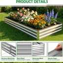 12x4x1FT Galvanized Raised Garden Bed Outdoor Patio, Large Rectangular Metal Planter Boxes,Plant Container Kit for Gardening, Vegetables, Flowers, Herbs,Silver,1 Pack