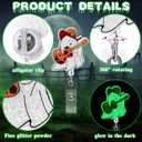 Geyoga 6 Pcs Halloween Badge Reels Cowboy Ghost Glow in The Dark Funny Western Spooky Retractable Badge Holder Glitter ID Tag Reel with Alligator Clip Gifts for Halloween Holiday Office Favors