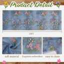 Blue Floral Table Runner 10ft Embroidery Tulle Spring Wildflower Table Runner Seasonal Summer Butterfly Kitchen Dining Gauze Decoration for Wedding Baby Shower Birthday Party (1 Pcs)