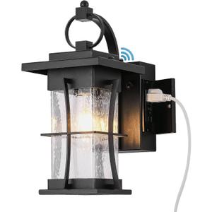 Outdoor Lighting Fixtures Wall Mount, 1-Light 15''H Dusk to Dawn Exterior Light for House Outdoor Wall Lantern with Clear Glass for Front Porch Patio Garage (15'' H with Outlet, 1 PC)