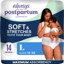 Always Discreet Postpartum and Adult Incontinence Underwear for Women, Large, Maximum Protection, 14 Count