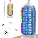 Bug Zapper Outdoor Indoor, 3000V Electric Mosquito Zapper with 4000mAh Rechargeable Battery, Waterproof Mosquito Killer, 3-in-1 Marqueen Light, Camping Lantern & Fly Zappers for Home, Patio, Garden (Gray)