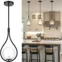 AUTELO Black Pendant Light Fixtures, 1-Light Pendant Lights Kitchen Island with Clear Globe Glass, Modern Pendant Lights, Black Hanging Lights for Kitchen Island H9377 CLBK