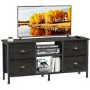 Furologee TV Stand with 4 Drawers, 43 inch Entertainment Center with Open Shelves, Media Center for 50" TV, Television Stand for Bedroom, Living Room/Light Black Oak