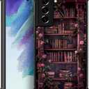 Case for Samsung Galaxy S21,Slim Anti-Drop Military-Grade TPU Protection with Shock-Absorbing Edges Cover Case for Samsung Galaxy S21 - Floral Bookish Dark