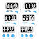 ZILLEEN Kitchen Timer Digital with Magnetic Back for Kids Classroom, White 6 Pack
