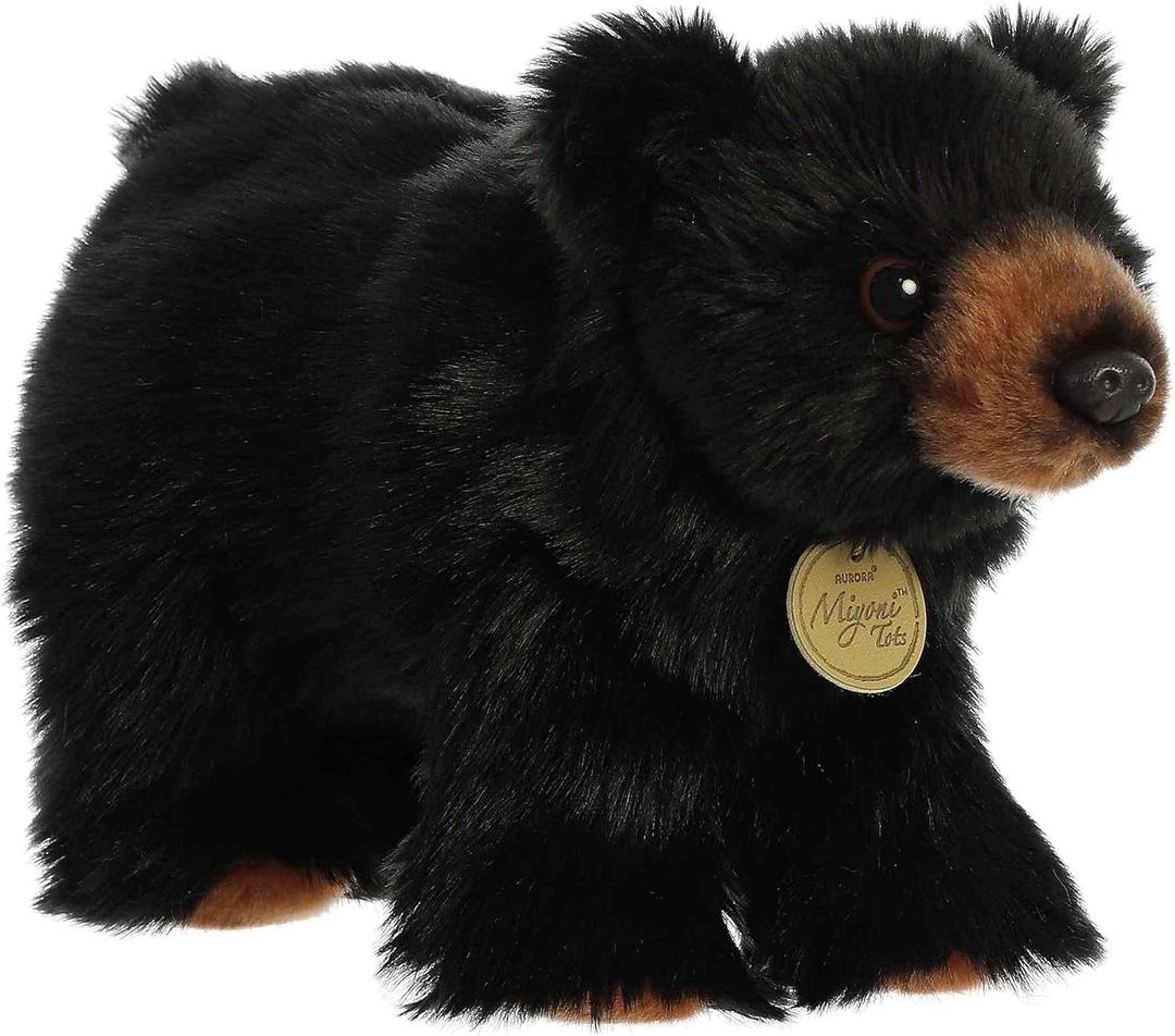 Aurora Adorable Miyoni Tots Black Bear Cub Stuffed Animal - Lifelike Details Make a Cherished Companion - Perfect for Decorating Bedrooms or Classrooms - Black 10 Inches
