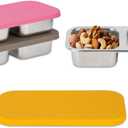 3 Pack Stainless Steel Snack Containers, 2 Compartment Snack Containers with Lids, Reusable Food Storage Containers with Lids for Travel, Outdoor, Camping