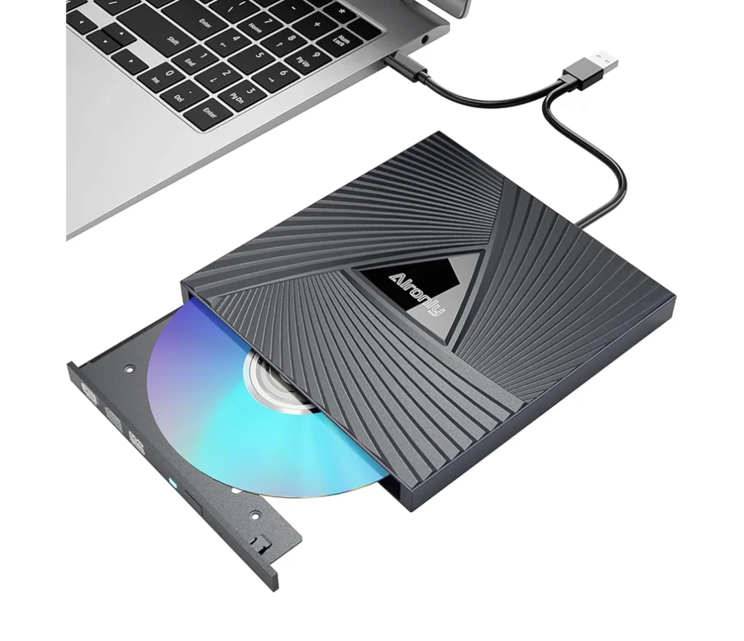 External CD/DVD Drive for Laptop/PC, USB 3.0 Type-C Portable Player for Computer CD DVD +/-RW Disk Drive CD Burner Writer Reader Compatible with Desktop Windows Apple (Functional Interface)