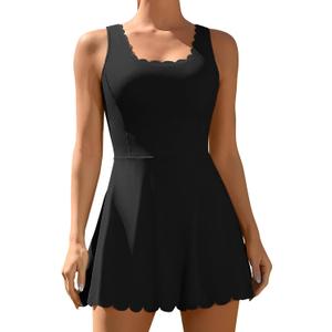 ATTRACO Women Tennis Dress with Shorts Workout Golf Skirts with Pockets Athletic Dresses (Small, Black)
