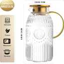 Amzcku Glass Pitcher with Lid, 68 oz/ 2 Liter Vintage Water Pitcher,Glass Water Carafe for Cold Brew, Coffee, Lemonade, Iced Tea,Beverage, Heat Resistant Water Glass Jug 1Pack