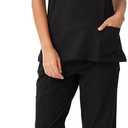 Scrubs for Women, V-Neck Scrubs Top & Cargo Pants with 10 Pockets (Black, XXL)