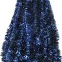 Super Duper Thick Tinsel Garland Multi-Packs for Christmas, Birthdays, Holiday Decoration, Special Events 25 ft. Long 1 Pack (Navy Blue)
