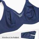 Minimizer Bras for Women Full Coverage Womens T-Shirt Unlined Bra with Underwire for Heavy Breast ((46) 46DD, Navy Blue)