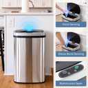 DUMOS Automatic Trash Can, 13 Gallon Motion Sensor Garbage Can, Silver | Electric Touchless Trash Bin with Lid, Fingerprint-Proof Stainless Steel, Long-Lasting Battery, 50L Large Capacity