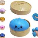 Dumpling Squishies,Glitter Dumpling, Glitter Squishy with Box,Easter Basket Stuffers(Blue)