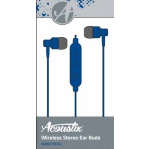 Acoustix Wireless Stereo Earbuds, Blue