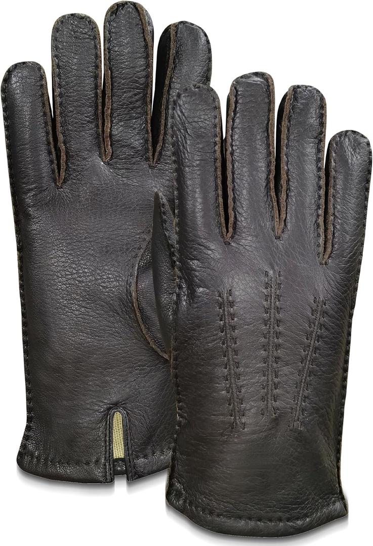 Deerskin Leather Gloves for Men and Women  Warm Winter Gloves with Soft Fleece Lining, Perfect Outdoor (Small)