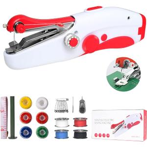 Portable Handheld Sewing Machine, Easy to Use Suitable for Sewing Clothes, Family Travel, DIY, Quick Sew Mini Electric Sewing Machine, Red Portable Handheld Sewing Machine, Easy to Use Suitable for Sewing Clothes, Family Travel, DIY, Quick Sew Mini Electric Sewing Machine, Red